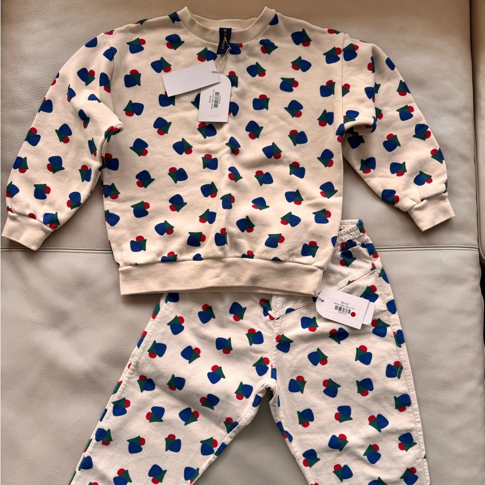 NWT BONMOT Kids Math All Over Sweatshirt & Corduroy Pant Set 5-6 $155